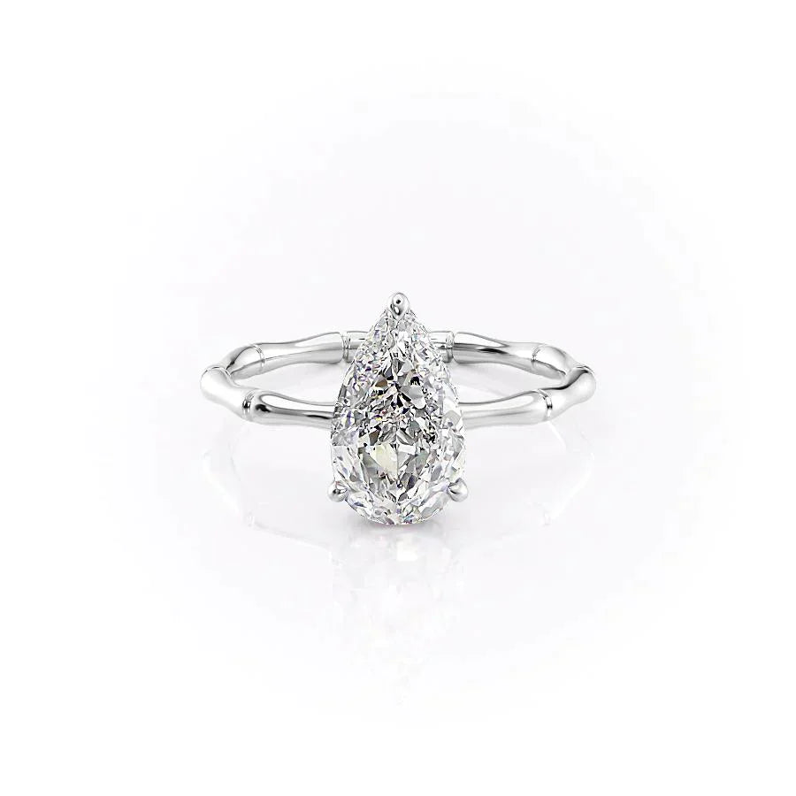The Eve Set  With A 4.5 Carat Pear 14K White Gold Moissanite