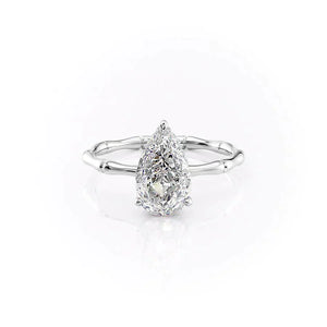 The Eve Set With A 3 Carat Pear 18K White Gold Lab Diamond