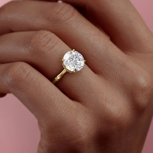 The Eve Set With A 3 Carat Round 14K Yellow Gold Lab Diamond