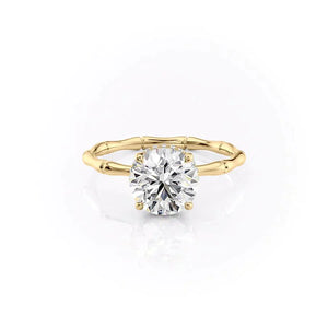 The Eve Set With A 2 Carat Round 14K Yellow Gold Lab Diamond
