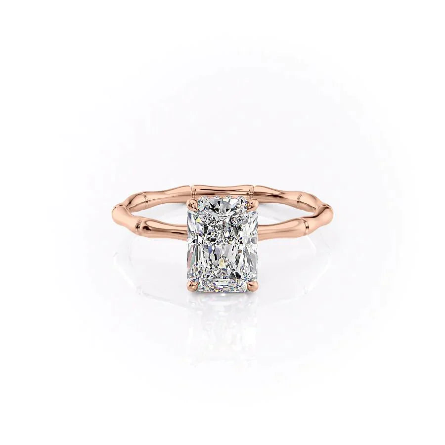 The Eve Set With A 2.5 Carat Radiant 14K Rose Gold Lab Diamond