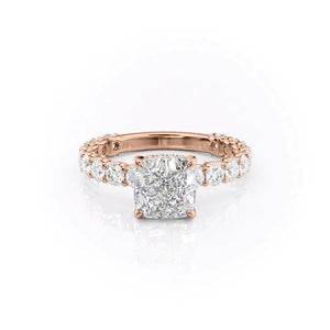 The Adelle Set With A 2 Carat Cushion 14K Rose Gold Lab Diamond