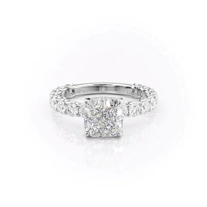The Adelle Set With A 3 Carat Cushion 18K White Gold Lab Diamond