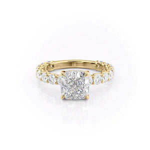 The Adelle Set With A 2 Carat Cushion 18K Yellow Gold Lab Diamond