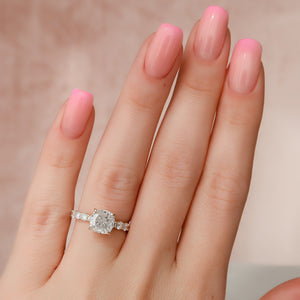 The Adelle Set With A 1 Carat Cushion 18K Yellow Gold Lab Diamond
