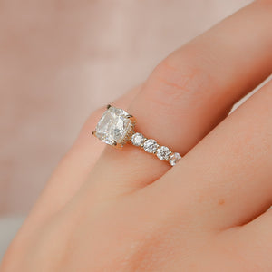 The Adelle Set With A 1 Carat Cushion 18K Yellow Gold Lab Diamond