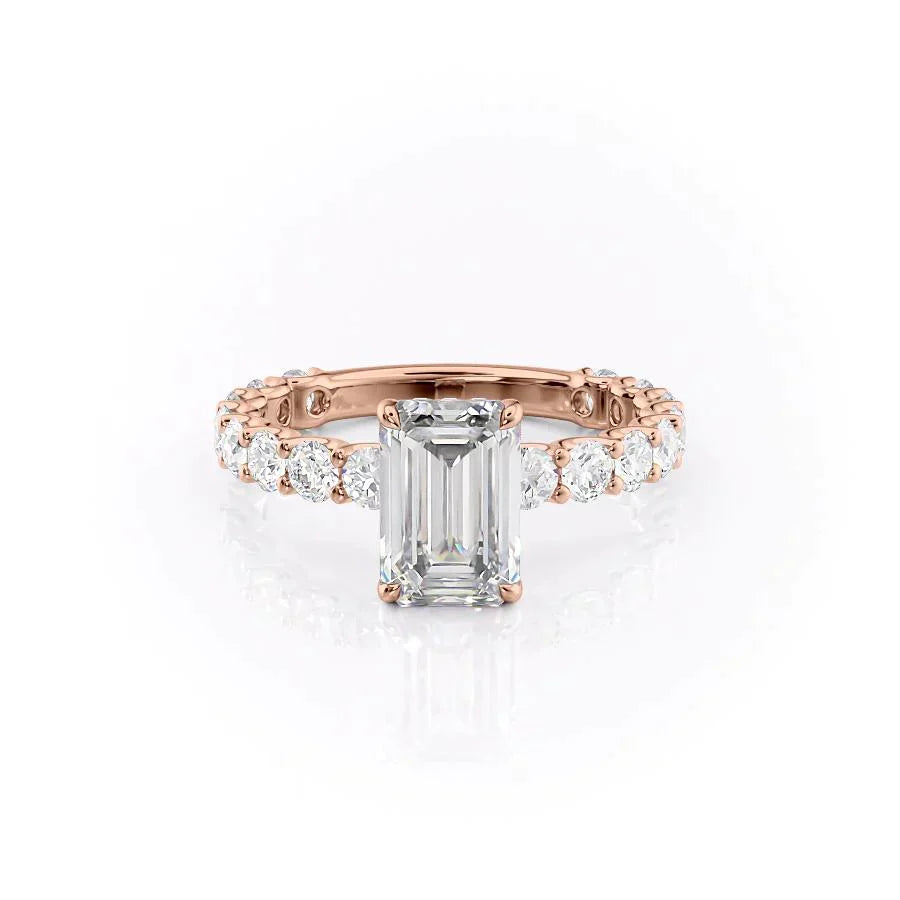 The Adelle Set With A 1.5 Carat Emerald 14K Rose Gold Lab Diamond