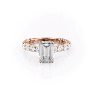 The Adelle Set With A 1.5 Carat Emerald 14K Rose Gold Lab Diamond