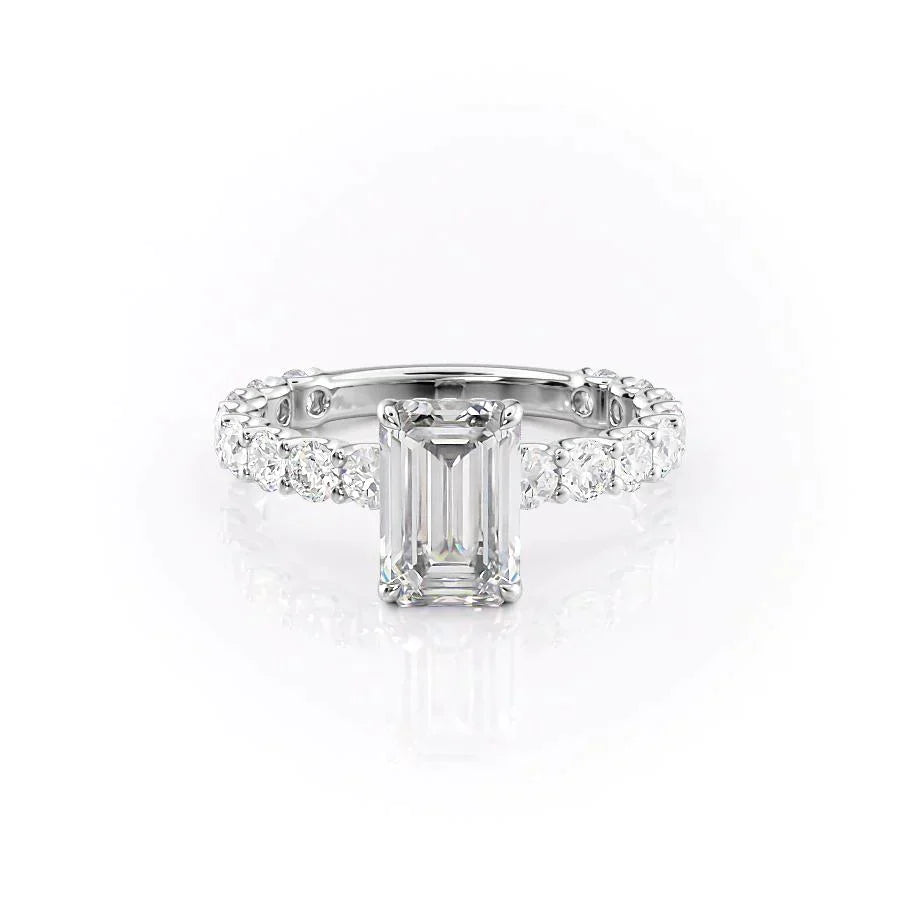 The Adelle Set With A 1 Carat Emerald 14K White Gold Lab Diamond