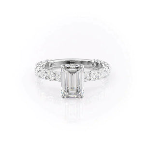 The Adelle Set With A 1.5 Carat Emerald 14K White Gold Lab Diamond