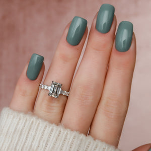 The Adelle Set With A 2 Carat Emerald 14K White Gold Lab Diamond