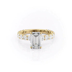 The Adelle Set With A 3 Carat Emerald 14K Yellow Gold Lab Diamond