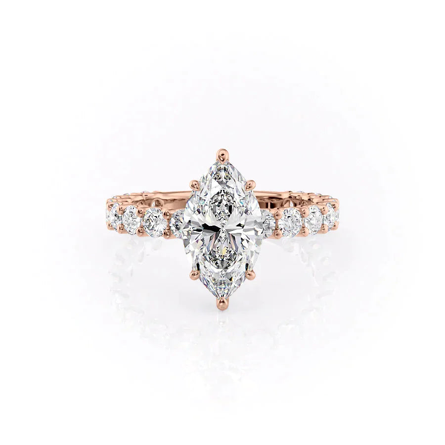 The Adelle Set With A 1.5 Carat Marquise 14K Rose Gold Lab Diamond
