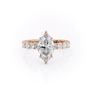 The Adelle Set With A 1.5 Carat Marquise 14K Rose Gold Lab Diamond