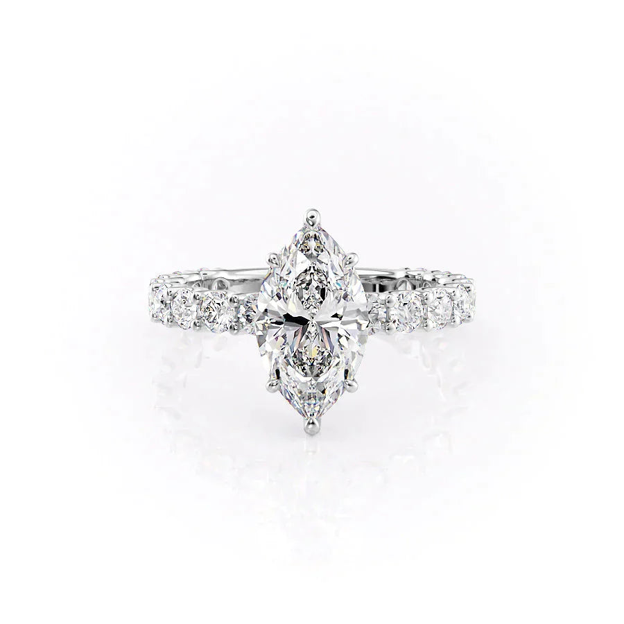 The Adelle Set With A 2.5 Carat Marquise 18K White Gold Lab Diamond