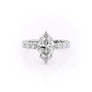 The Adelle Set With A 3 Carat Marquise 18K White Gold Lab Diamond