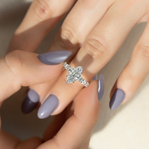 The Adelle Set With A 1 Carat Marquise 14K White Gold Lab Diamond