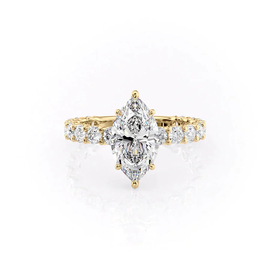The Adelle Set With A 1 Carat Marquise 18K Yellow Gold Lab Diamond