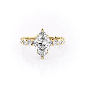 The Adelle Set With A 1 Carat Marquise 18K Yellow Gold Lab Diamond