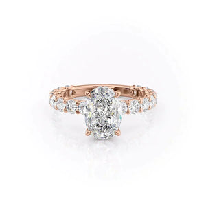 The Adelle Set With A 1 Carat Oval 14K Rose Gold Lab Diamond
