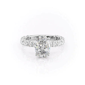 The Adelle Set  With A 1 Carat Oval 18K White Gold Moissanite