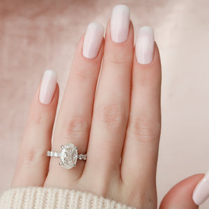 The Adelle Set With A 2 Carat Oval 14K White Gold Lab Diamond