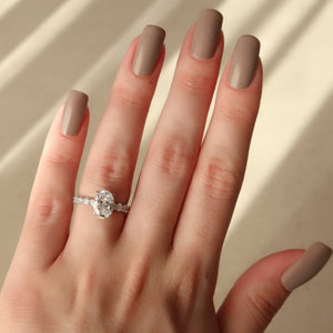 The Adelle Set With A 2 Carat Oval 14K White Gold Lab Diamond