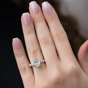 The Adelle Set With A 2 Carat Oval 14K White Gold Lab Diamond