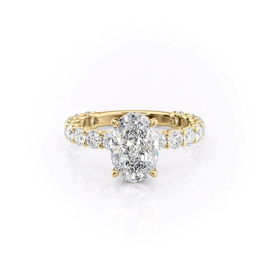 The Adelle Set With A 3 Carat Oval 18K Yellow Gold Lab Diamond