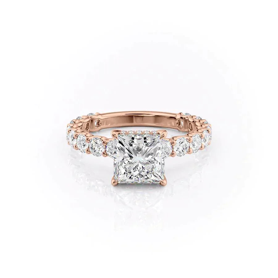 The Adelle Set With A 1.5 Carat Princess 14K Rose Gold Lab Diamond