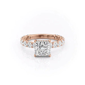 The Adelle Set With A 3 Carat Princess 14K Rose Gold Lab Diamond
