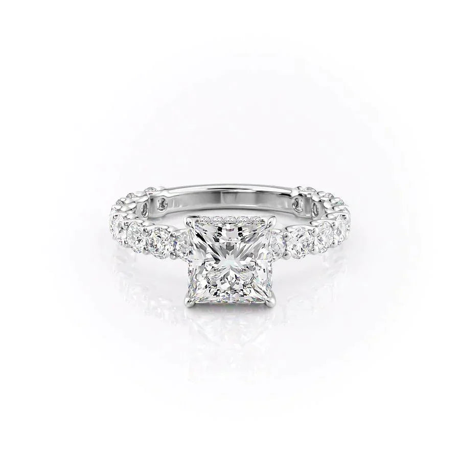 The Adelle Set With A 3 Carat Princess 18K White Gold Lab Diamond
