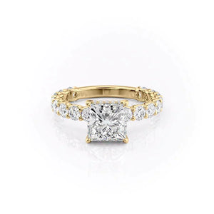 The Adelle Set With A 3 Carat Princess 14K Yellow Gold Lab Diamond