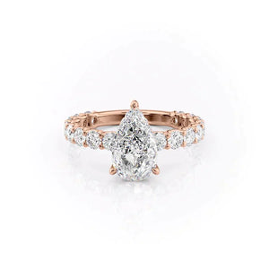 The Adelle Set With A 2 Carat Pear 14K Rose Gold Lab Diamond