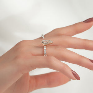 The Adelle Set With A 1 Carat Pear 14K Rose Gold Lab Diamond