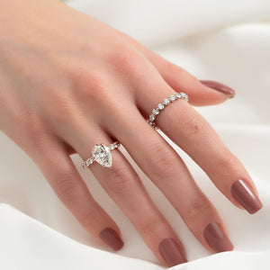 The Adelle Set With A 1 Carat Pear 14K Rose Gold Lab Diamond