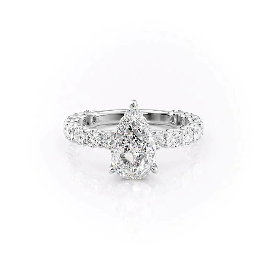 The Adelle Set With A 2.5 Carat Pear 14K White Gold Lab Diamond