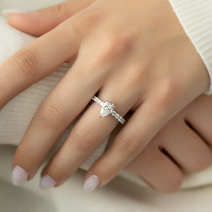 The Adelle Set With A 2 Carat Pear 14K White Gold Lab Diamond