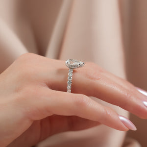 The Adelle Set With A 2 Carat Pear 14K White Gold Lab Diamond