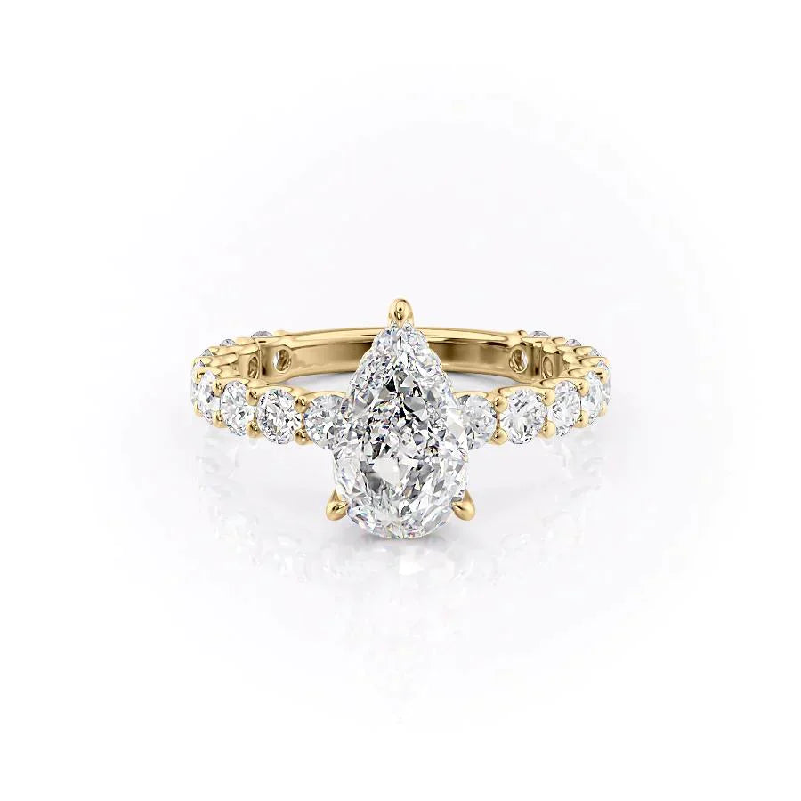 The Adelle Set With A 1.5 Carat Pear 18K Yellow Gold Lab Diamond