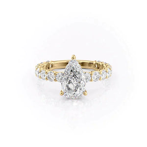 The Adelle Set With A 1.5 Carat Pear 18K Yellow Gold Lab Diamond