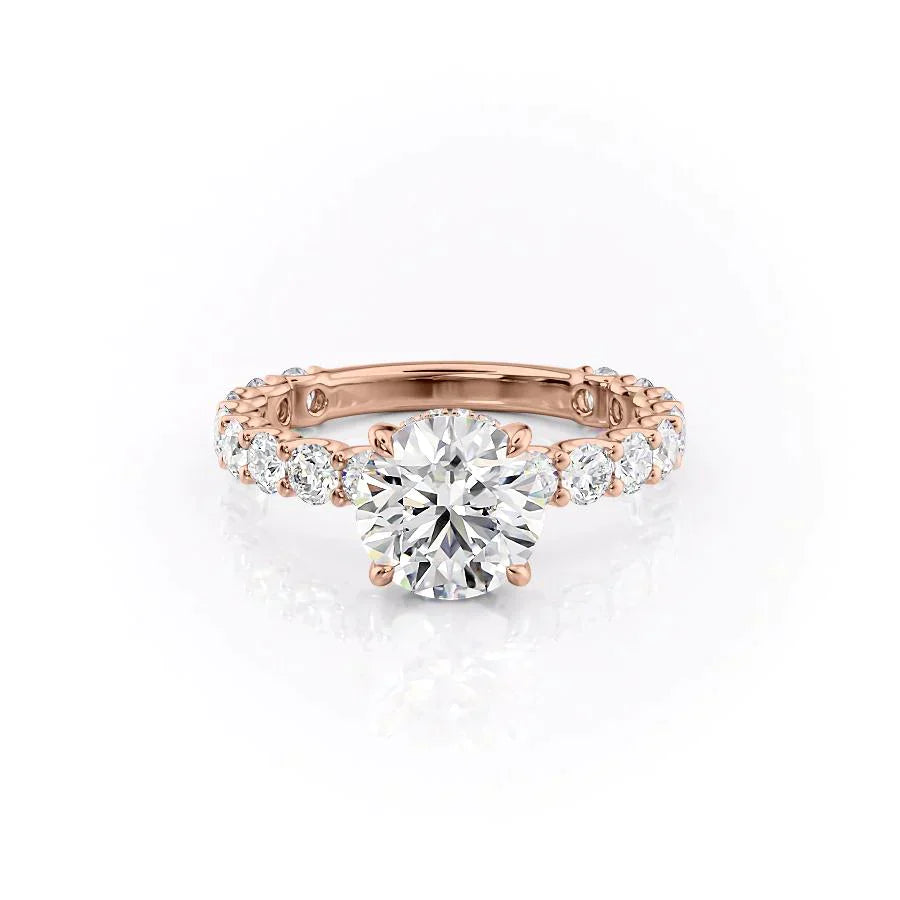 The Adelle Set With A 1 Carat Round 14K Rose Gold Lab Diamond