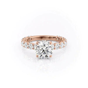 The Adelle Set With A 2 Carat Round 14K Rose Gold Lab Diamond