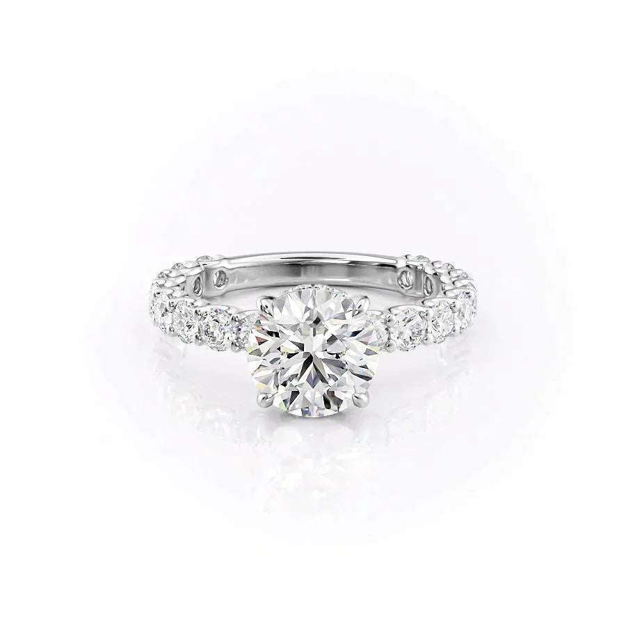 The Adelle Set With A 2.5 Carat Round 18K White Gold Lab Diamond