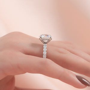The Adelle Set With A 3 Carat Round 14K White Gold Lab Diamond