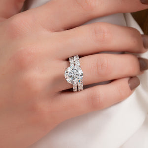 The Adelle Set With A 3 Carat Round 14K White Gold Lab Diamond