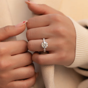 The Adelle Set With A 3 Carat Round 14K White Gold Lab Diamond