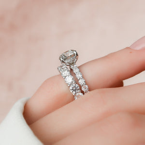 The Adelle Set With A 3 Carat Round 14K White Gold Lab Diamond