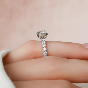 The Adelle Set With A 3 Carat Round 14K White Gold Lab Diamond