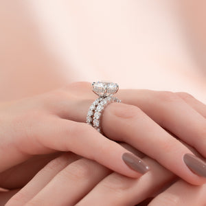 The Adelle Set With A 3 Carat Round 14K White Gold Lab Diamond
